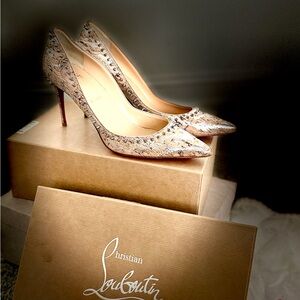 Christian Louboutin Metallic Snake Print Heels